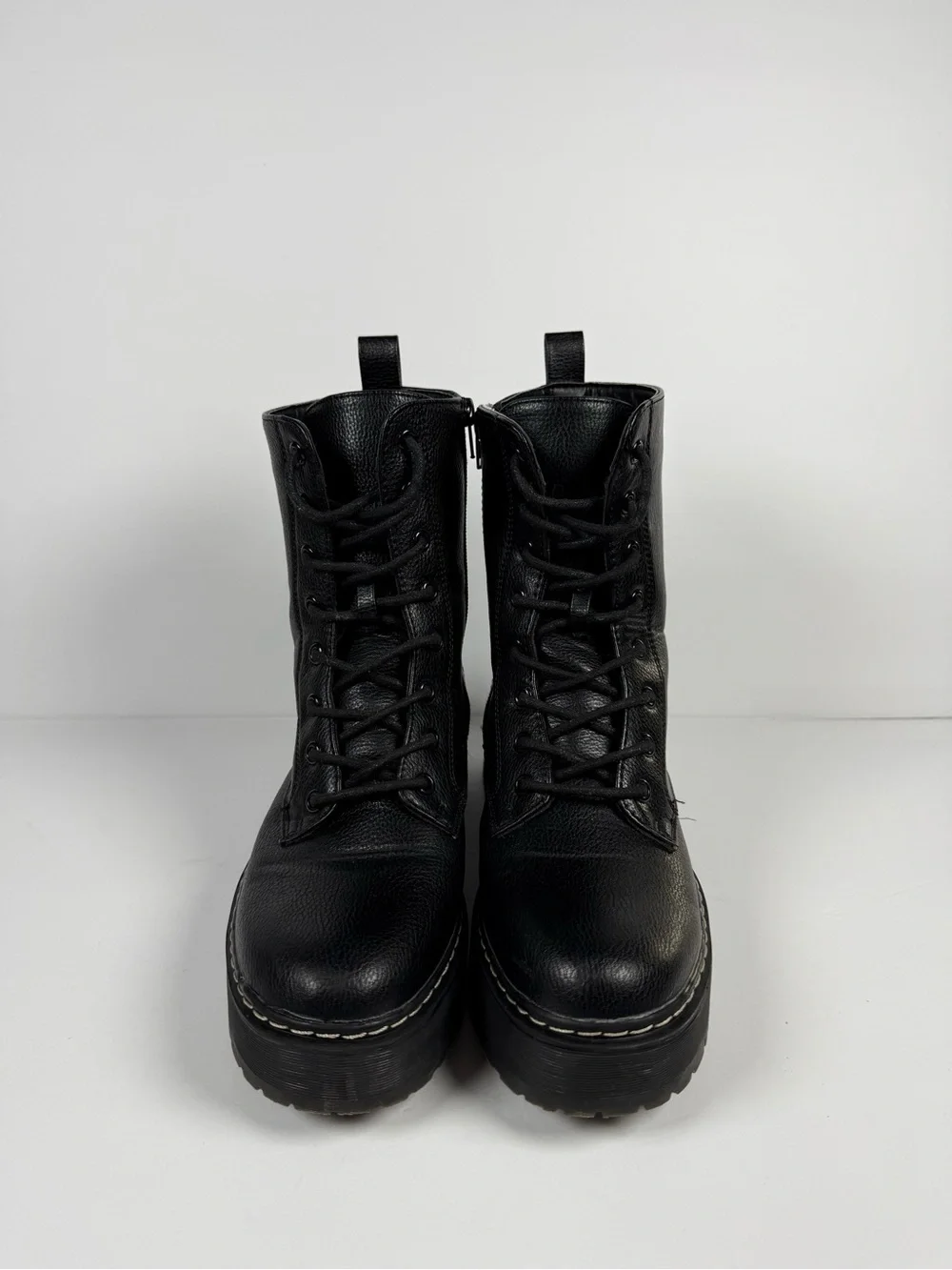 Unionbay Platform Lace Up Combat Boots Black Size 7.5